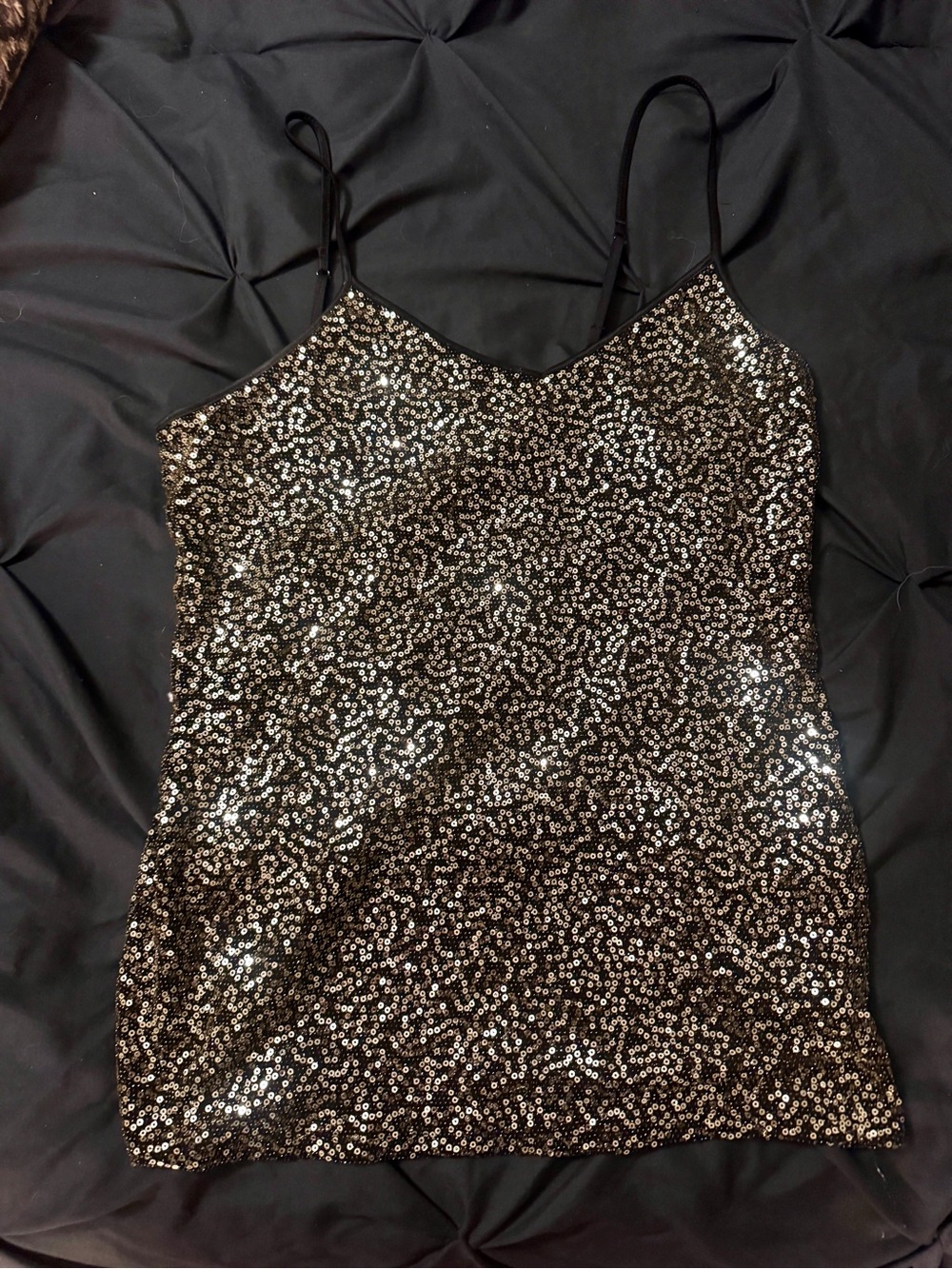 Express Black and Silver Sequin Spaghetti Strap Camisole